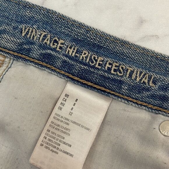 American Eagle Vintage Hi Rise Festival Shorts Button Fly Destroyed 8 - Picture 6 of 6
